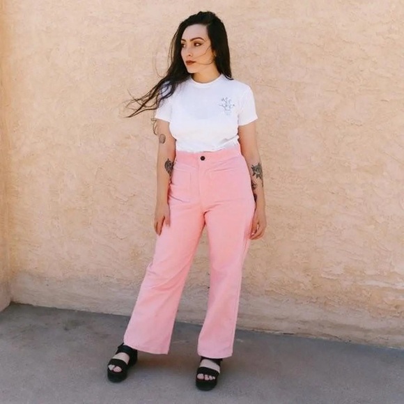 Nooworks Pants - Nooworks bell bubblegum pink corduroy pants
